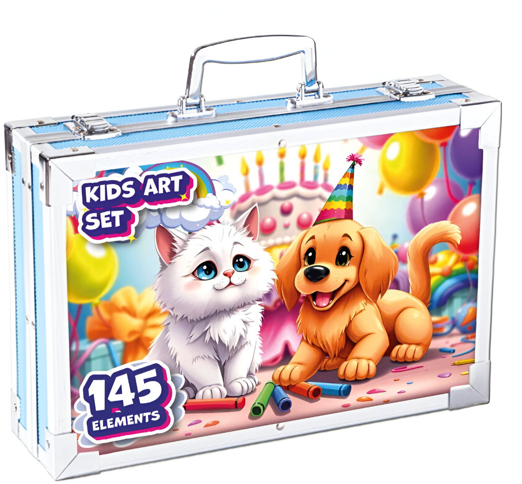 MG Art Suitcase Pets sada pro malování v kufříku pro děti 145 ks, růžové