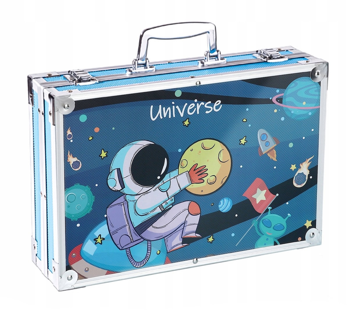 MG Art Suitcase Universe sada pro malování v kufříku pro děti 145 ks, modré