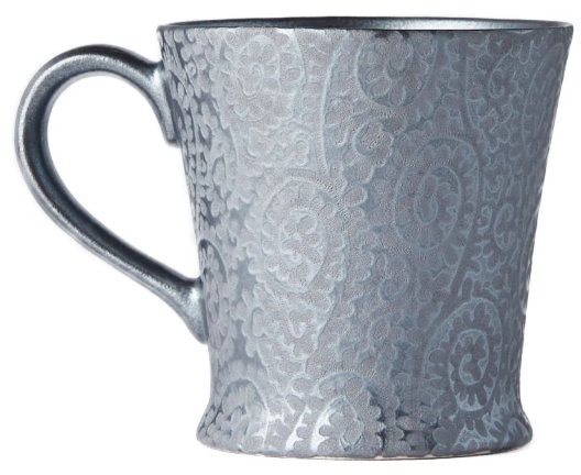 Hrnek BLACK SCROLL 200 ml, stříbrná, keramika, MIJ