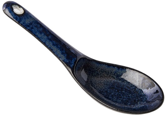 Japonská ramen lžíce INDIGO BLUE 15 cm, modrá, keramika, MIJ