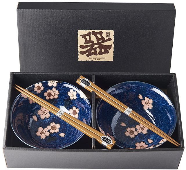 Made In Japan Set misek Pink Sakura s hůlkami 400 ml 2 ks