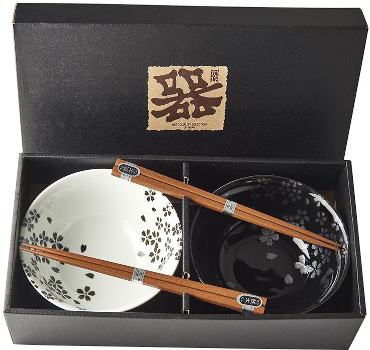 Made In Japan Set misek Silver Sakura s hůlkami 400 ml 2 ks