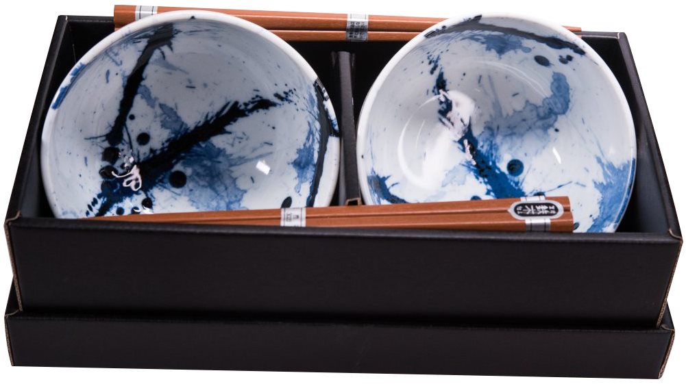 Made In Japan Set misek Blue & White s hůlkami 350 ml 2 ks
