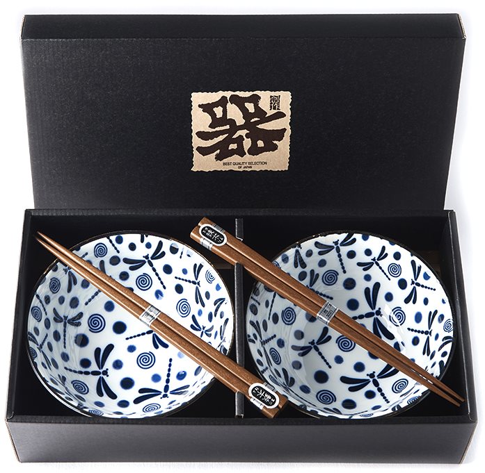 Made In Japan Set misek Blue Dragonfly s hůlkami 400 ml 2 ks