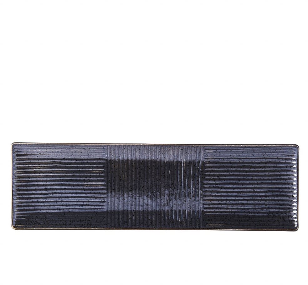 Made In Japan Sushi talíř hranatý, černý Lines 33X10