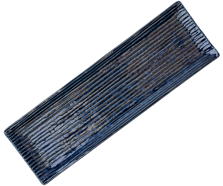 Made in Japan Servírovací talíř Contour 33 x 10,5 cm, modrý, keramika