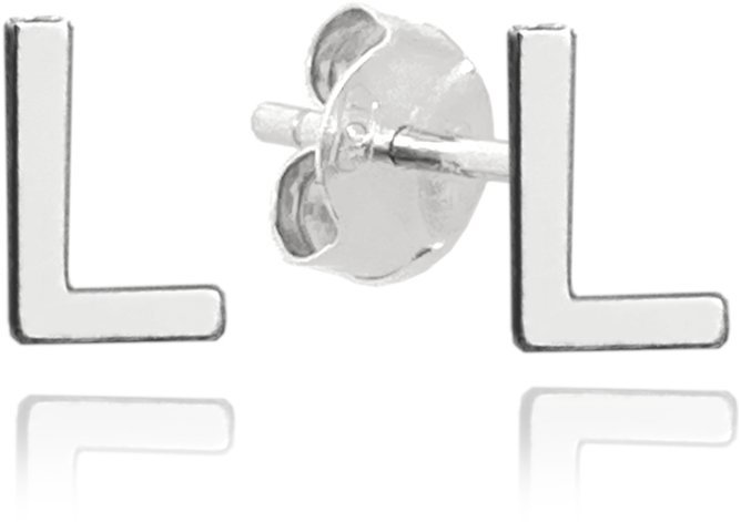 MINET Stříbrné náušnice písmeno "L" (Ag 925/1000, 0,65 g)