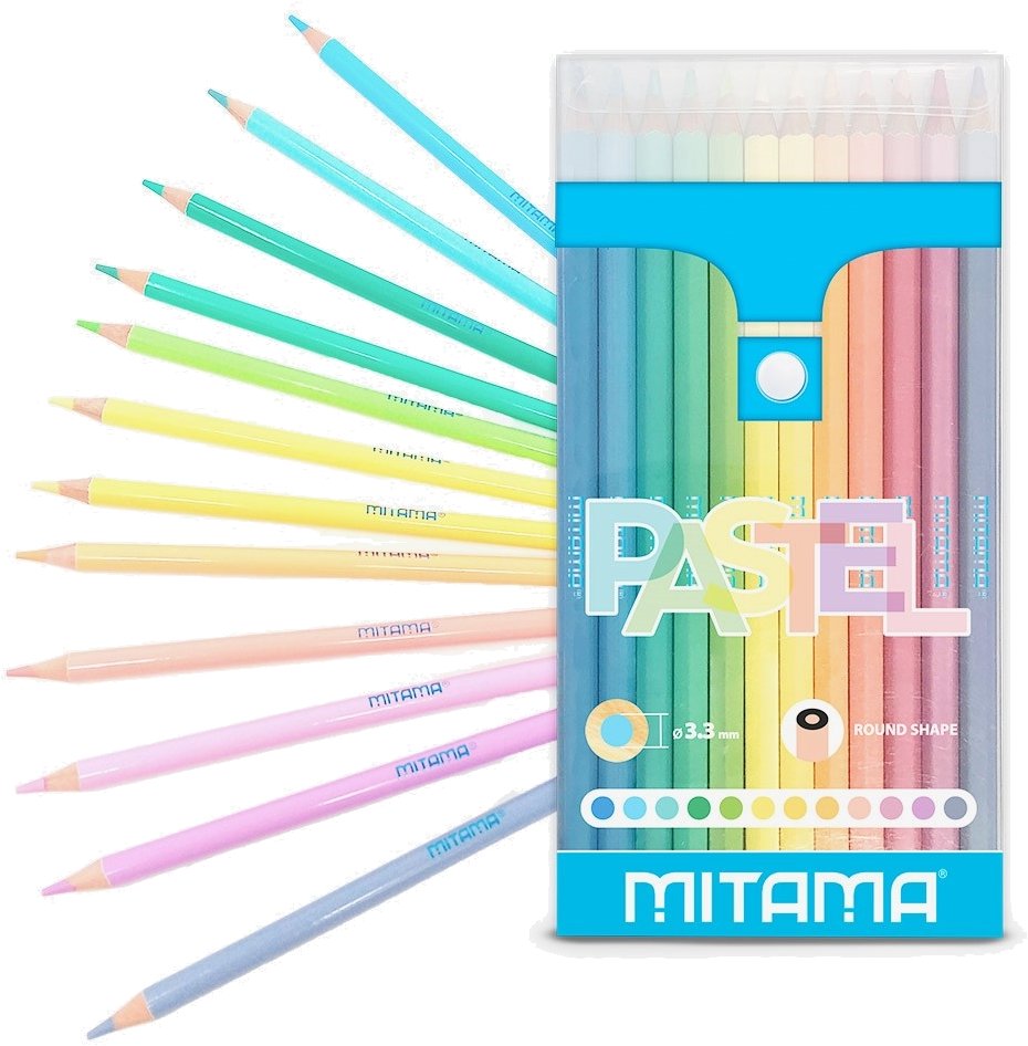 MITAMA PASTEL kulaté 3.3 mm, 12 ks - kvalitní pastelky pro kreslení a malování.