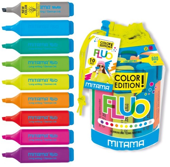 Mitama Fluo + Pencil eff. 5 mm, 9+1 ks - kvalitní křídlová pera