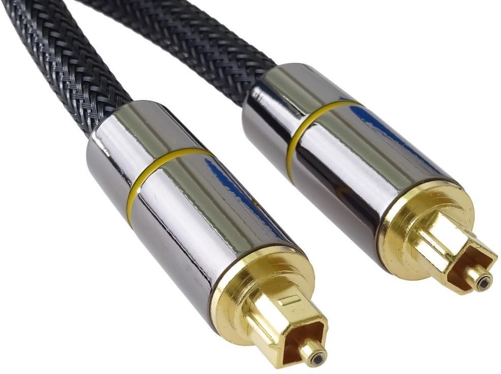 PremiumCord Optický audio kabel Toslink, OD:7mm, Gold-metal design + Nylon 0,5m
