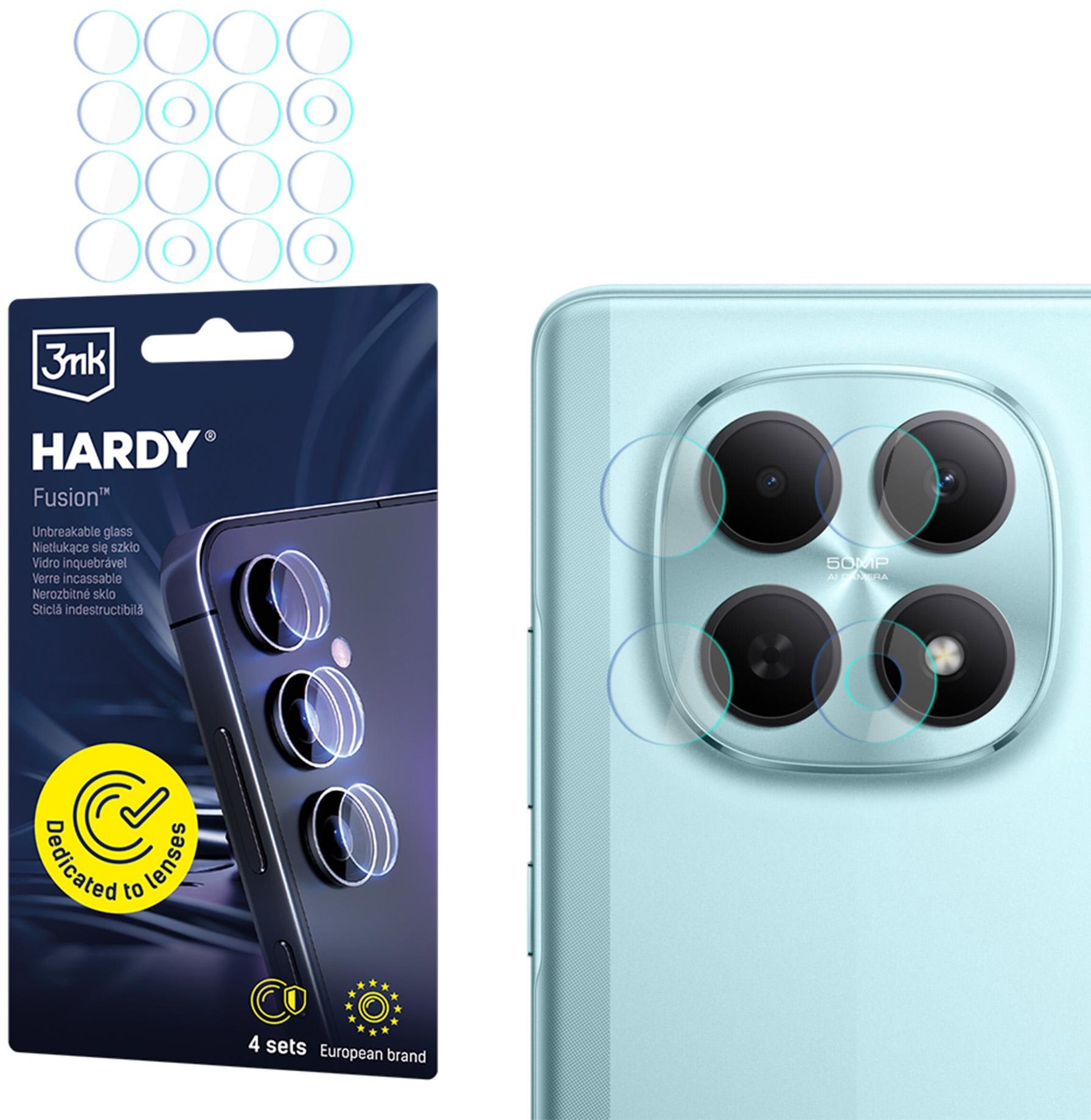 3MK hybridní sklo HARDY Fusion Lens Protection pro Redmi Note 14 Pro+ (4ks)