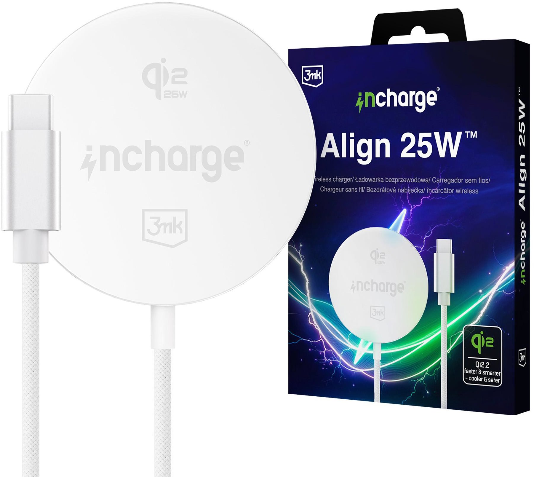 3MK InCharge Align Qi2.,2 25W pro Android, bílá