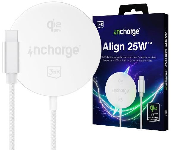 3MK InCharge Align Qi2.2 25W pro Apple, bílá