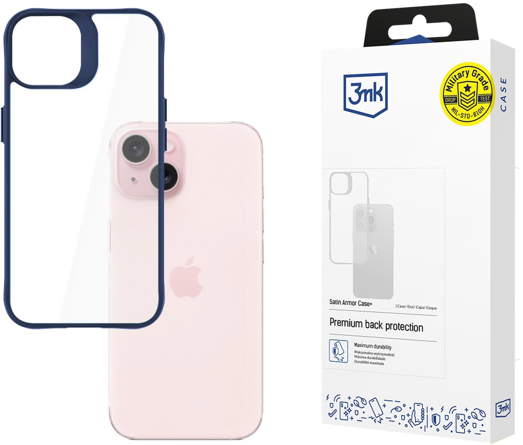 3MK Satin Armor Case+ Blue pro Apple iPhone 15