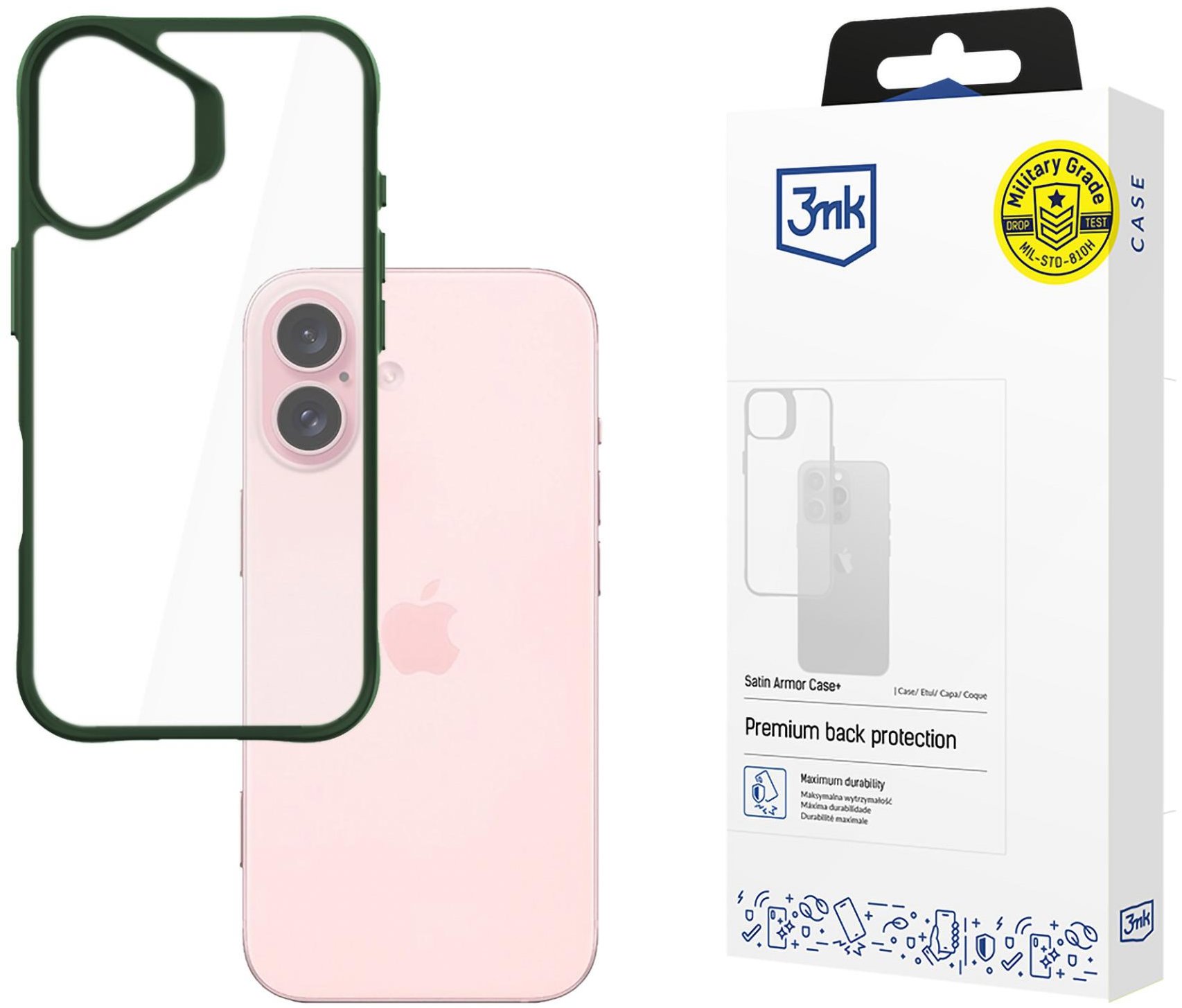 3MK Satin Armor Case+ Green pro Apple iPhone 16
