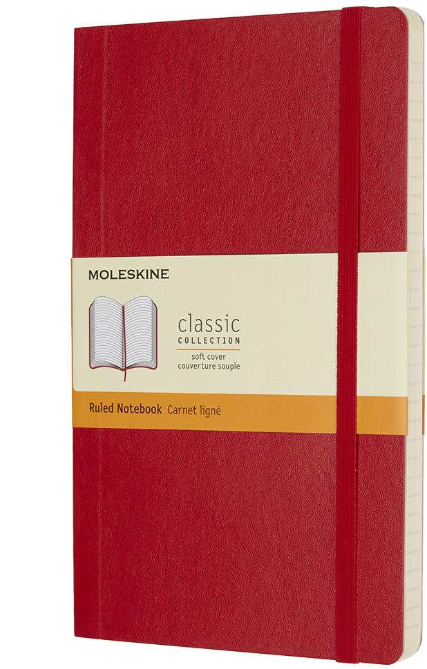 MOLESKINE XL červený zápisník s měkkými deskami a linkovaným papírem