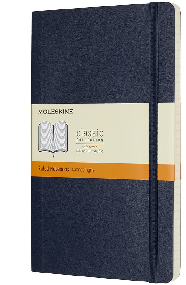 Moleskine XL modrý zápisník s měkkými deskami a linkovanými stránkami