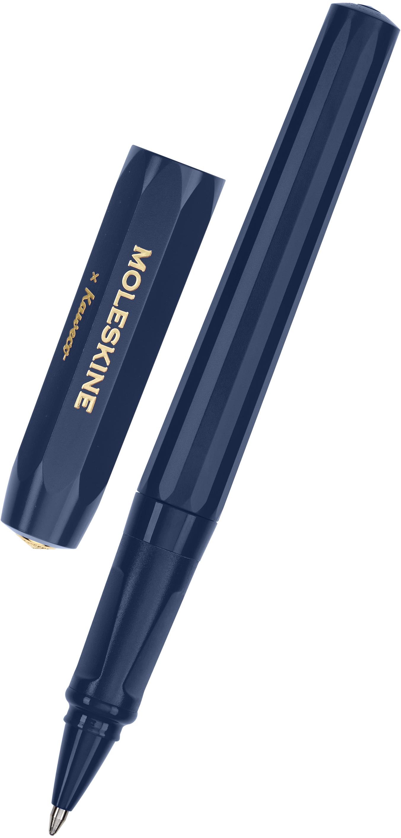 Modré psací pero Moleskine Kaweco na bílém pozadí