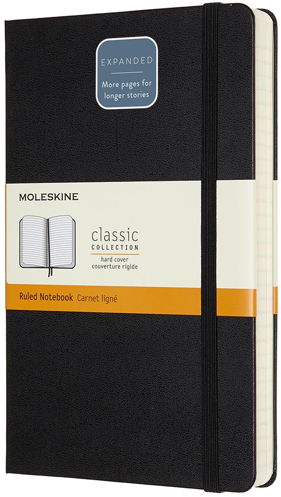Zápisník MOLESKINE L expanded, černý, tvrdé desky, linkovaný