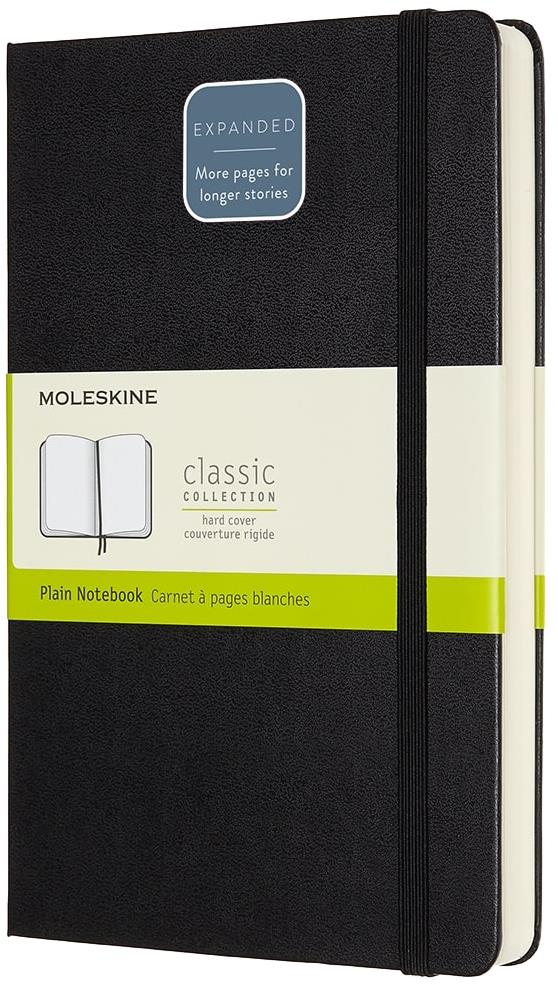 MOLESKINE L expanded, tvrdé desky, čistý, černý