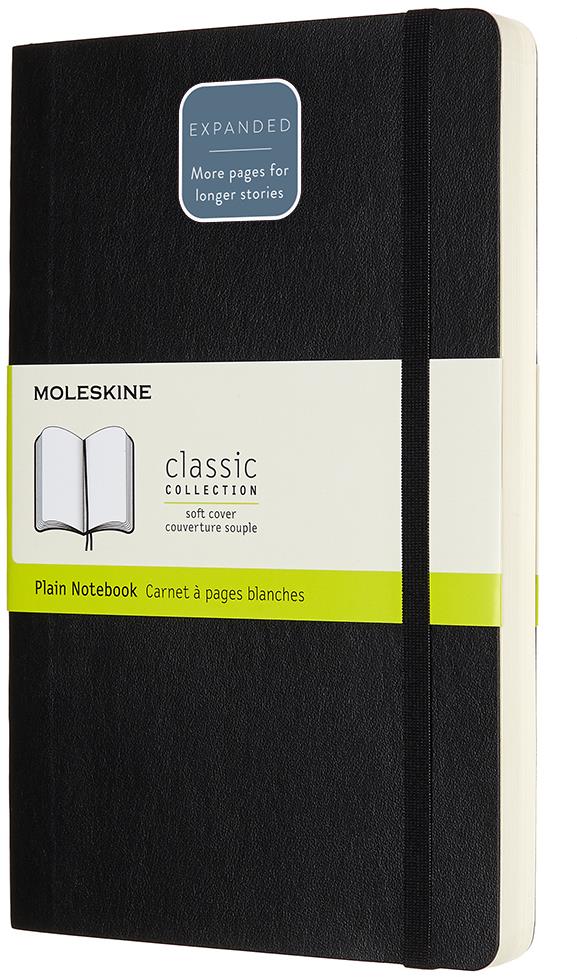 MOLESKINE L expanded, měkké desky, čistý, černý