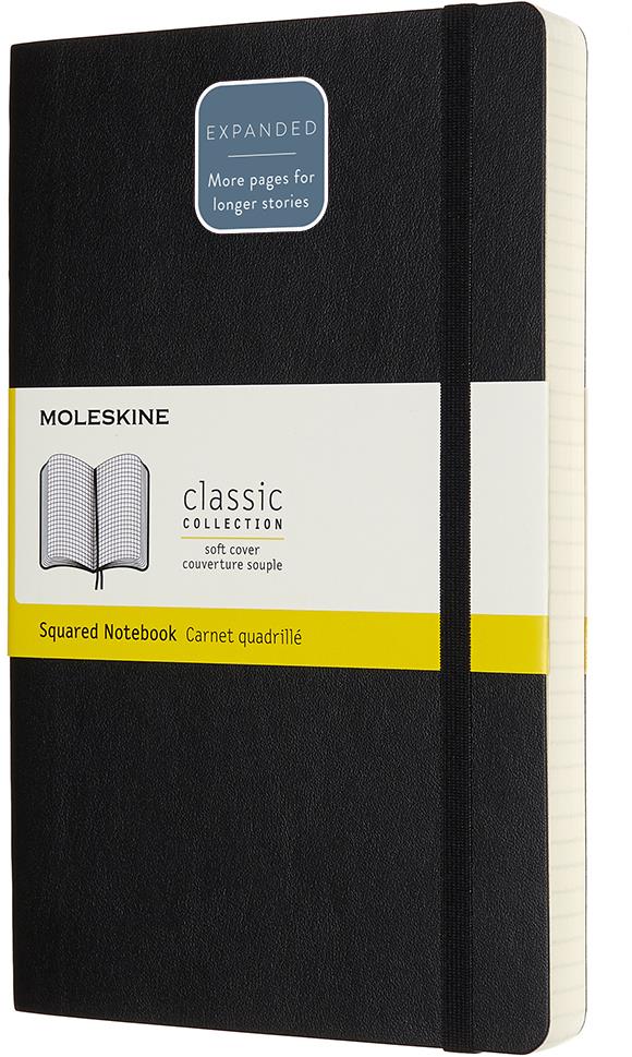 MOLESKINE L expanded, měkké desky, čtverečkovaný, černý