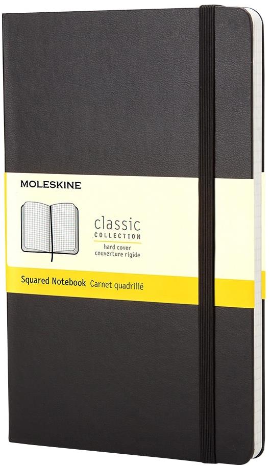 Zápisník Moleskine S s tvrdými deskami a čtverečkovaným papírem v černé barvě