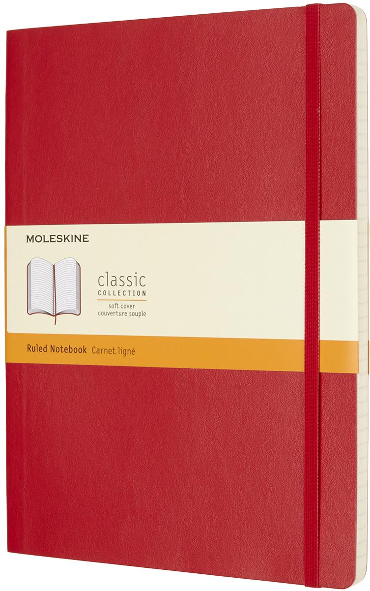 MOLESKINE XL červený zápisník s měkkými deskami a linkovaným papírem