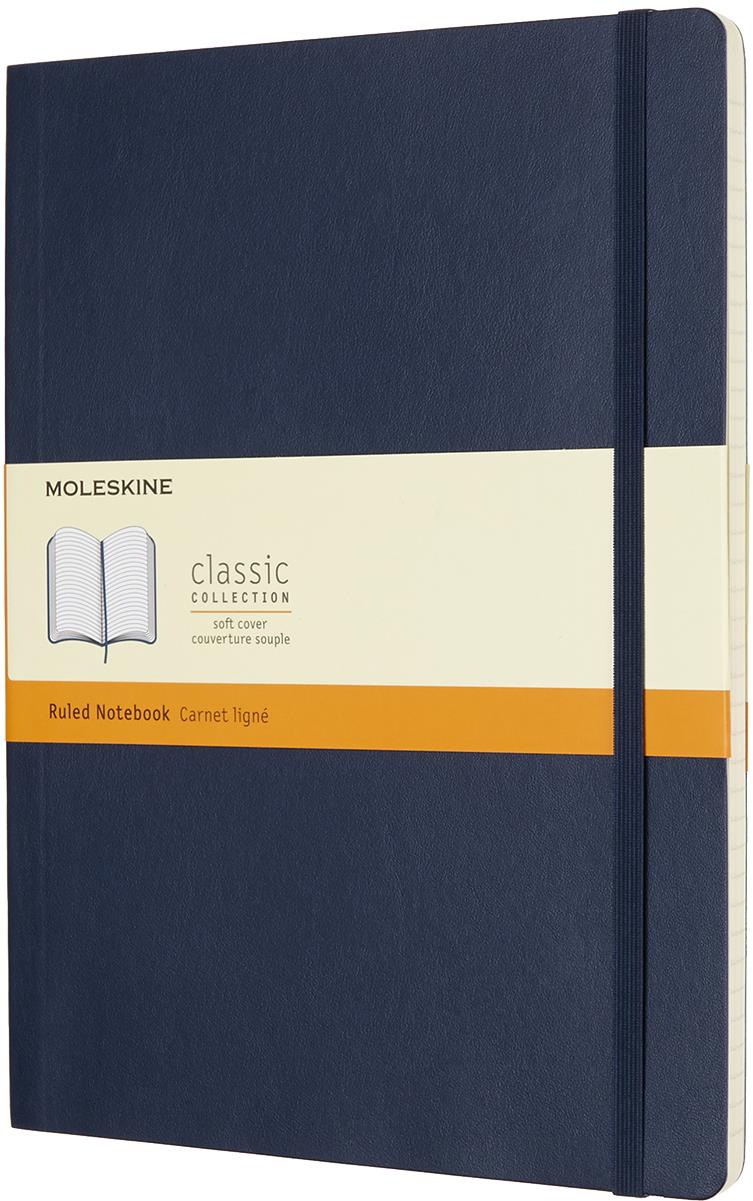 Moleskine XL modrý zápisník s měkkými deskami a linkovanými stránkami