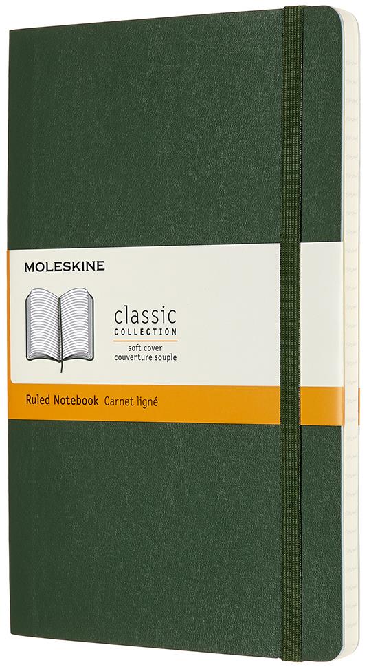 MOLESKINE L - měkké desky, linkovaný, zelený