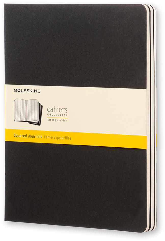 Moleskine S čtverečkovaný sešit v černé barvě, balení 3 ks