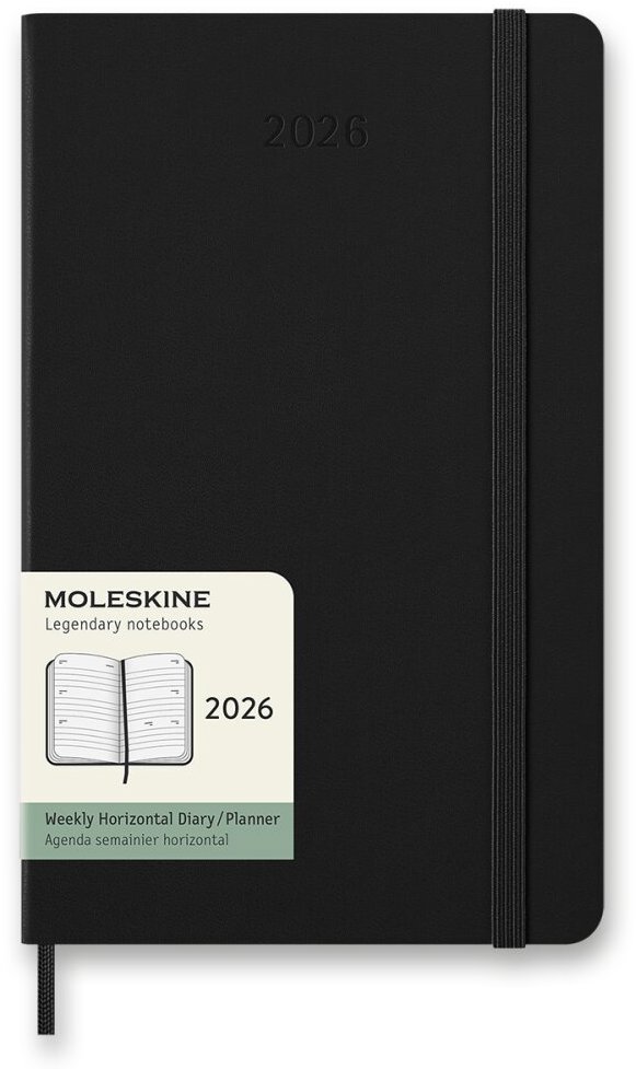 MOLESKINE 2026 L horizontální týdenní, tvrdé desky, černý