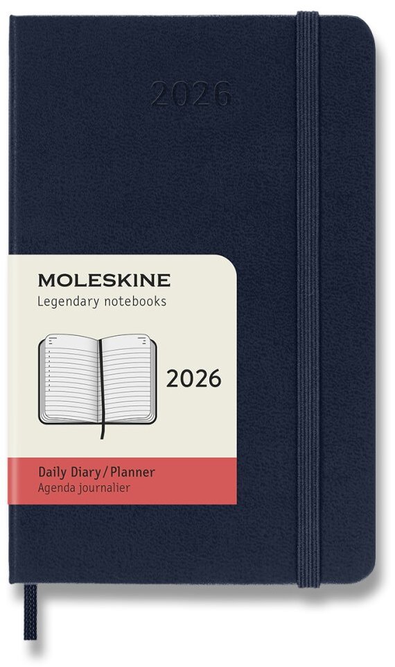 MOLESKINE 2026 - denní, tvrdé desky, modrý