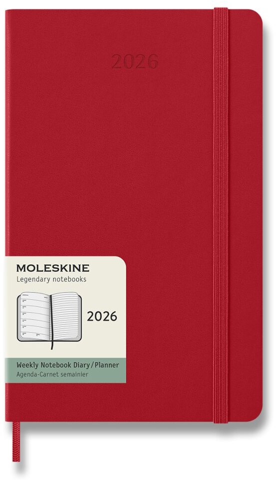 MOLESKINE 2026 L týdenní, tvrdé desky, červený