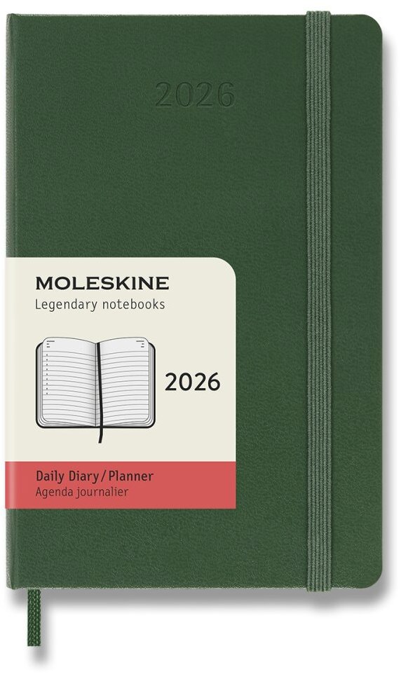 MOLESKINE 2026 L denní, tvrdé desky, zelený