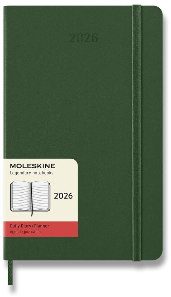 MOLESKINE 2026 L denní, tvrdé desky, zelený