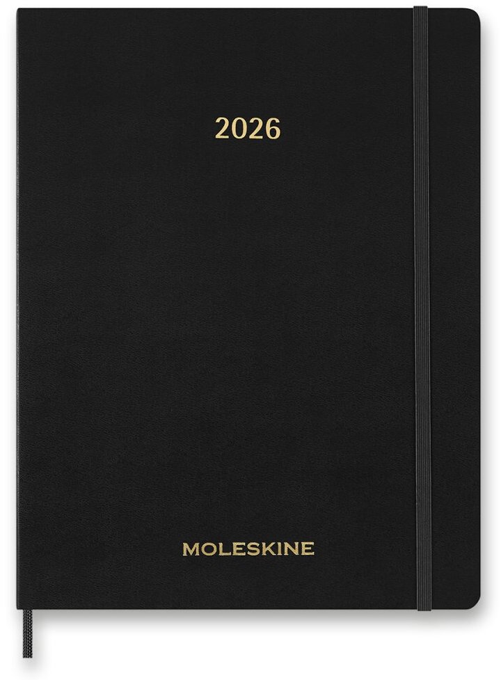 MOLESKINE 2025-2026 Essential XXL vertikální týdenní, měkké desky, černý