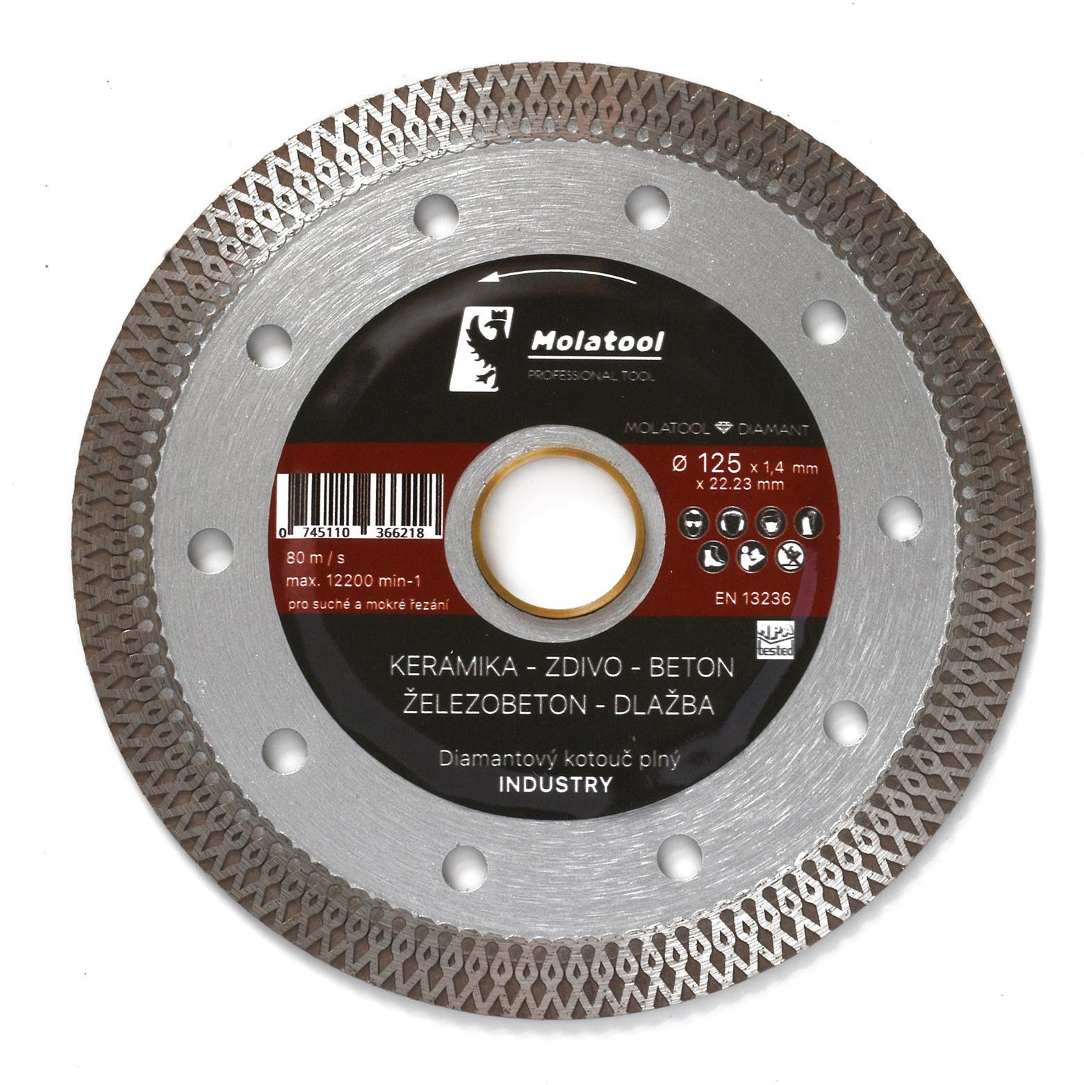 Diamantový řezný kotouč Molatool 125 × 1,4 × 22,2 mm Industry Profi