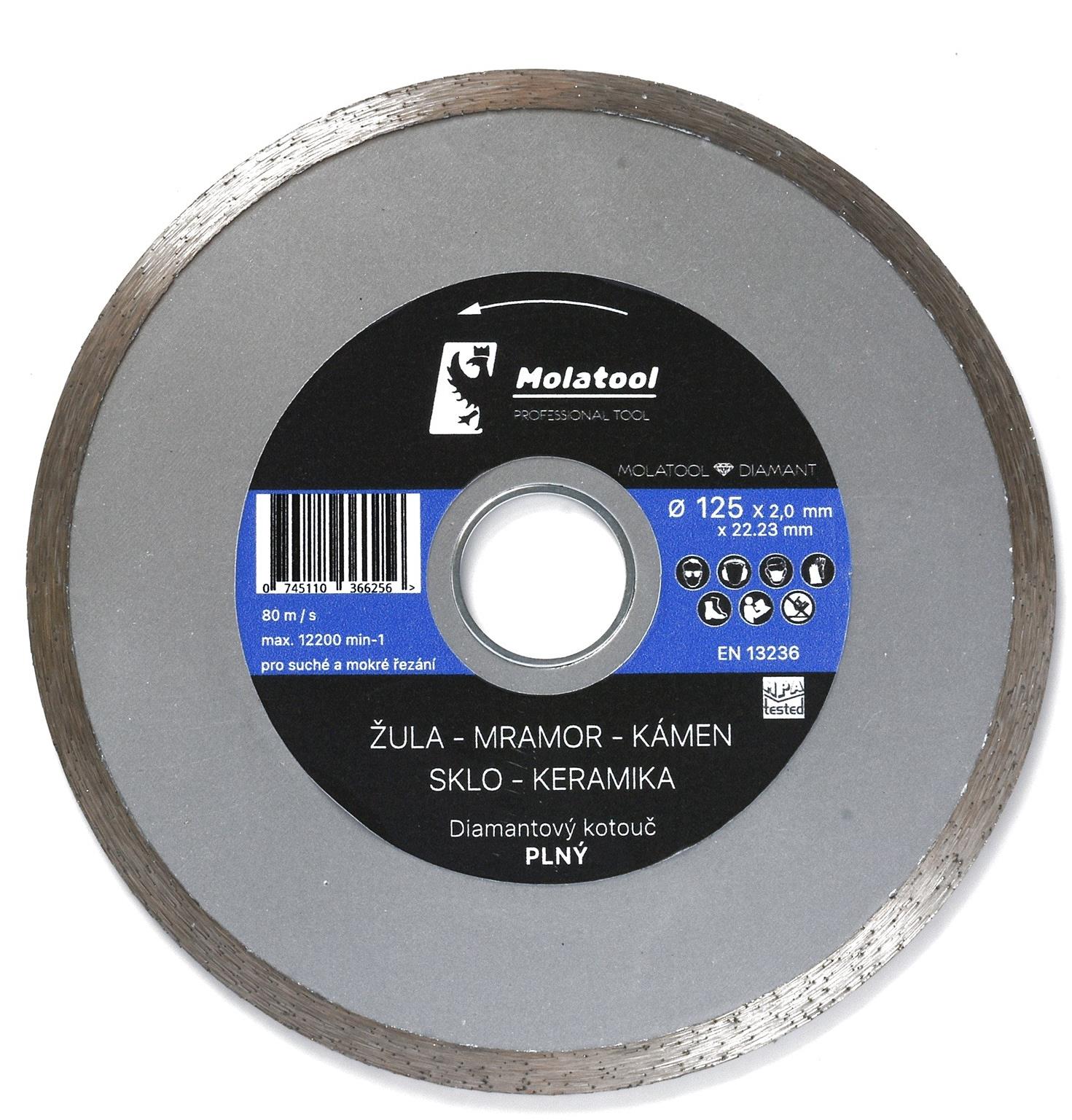 Diamantový řezný kotouč Molatool 125 × 2,0 × 22,2 mm Standard Profi