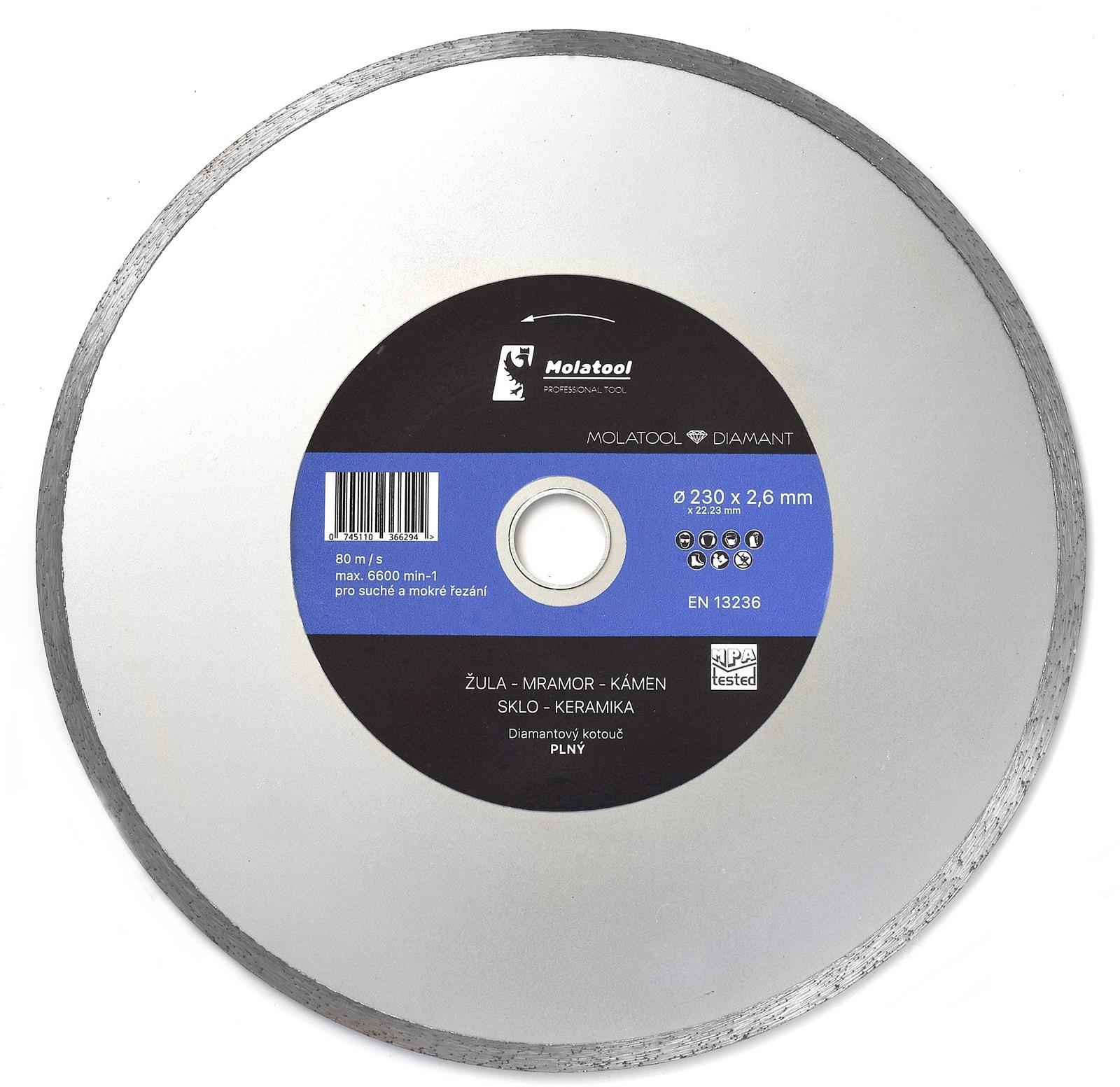 Diamantový řezný kotouč Molatool 230 × 2,6 × 22,2 mm Standard Profi