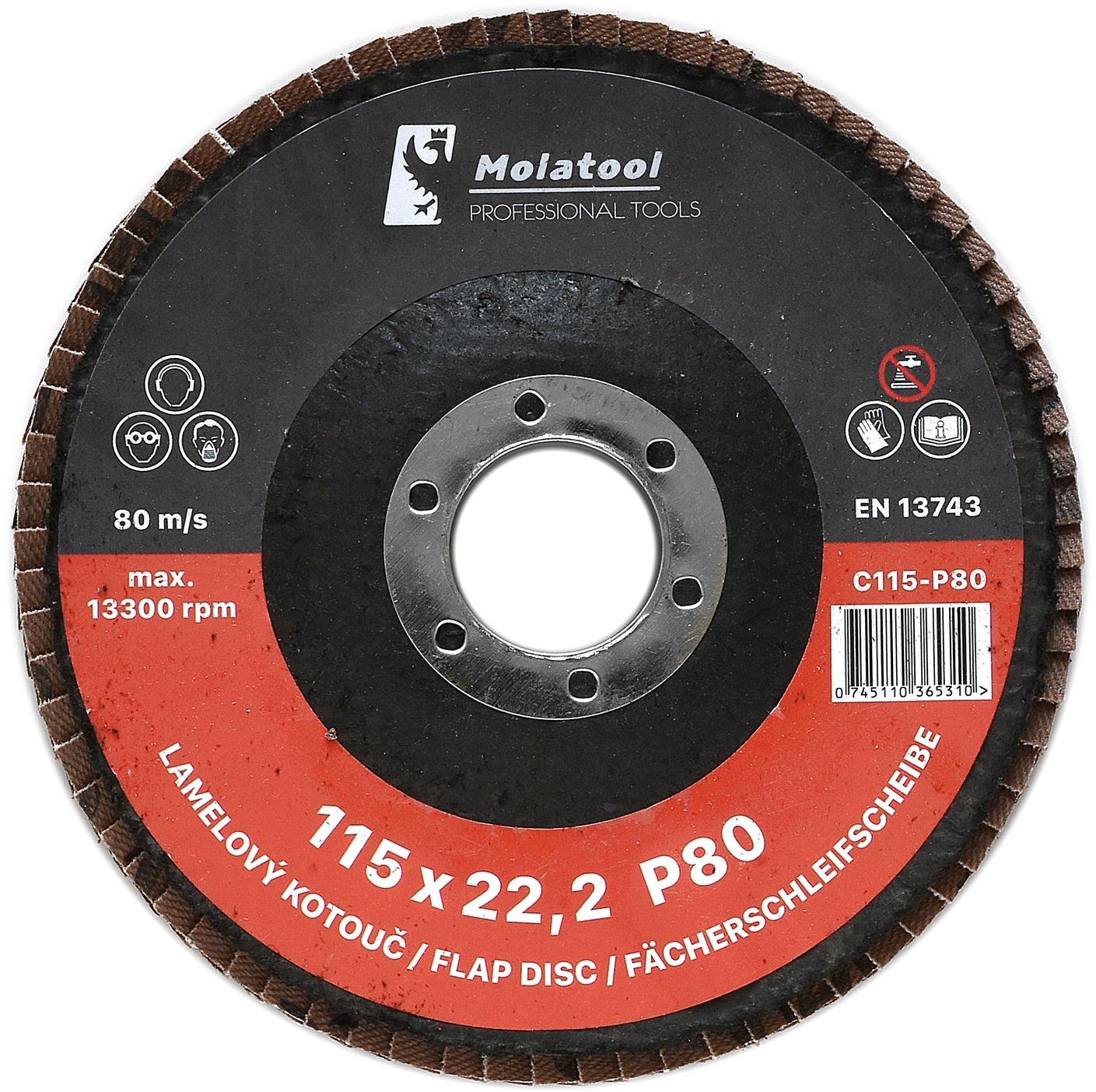 Lamelový brusný kotouč Molatool Keramický 115 mm P80