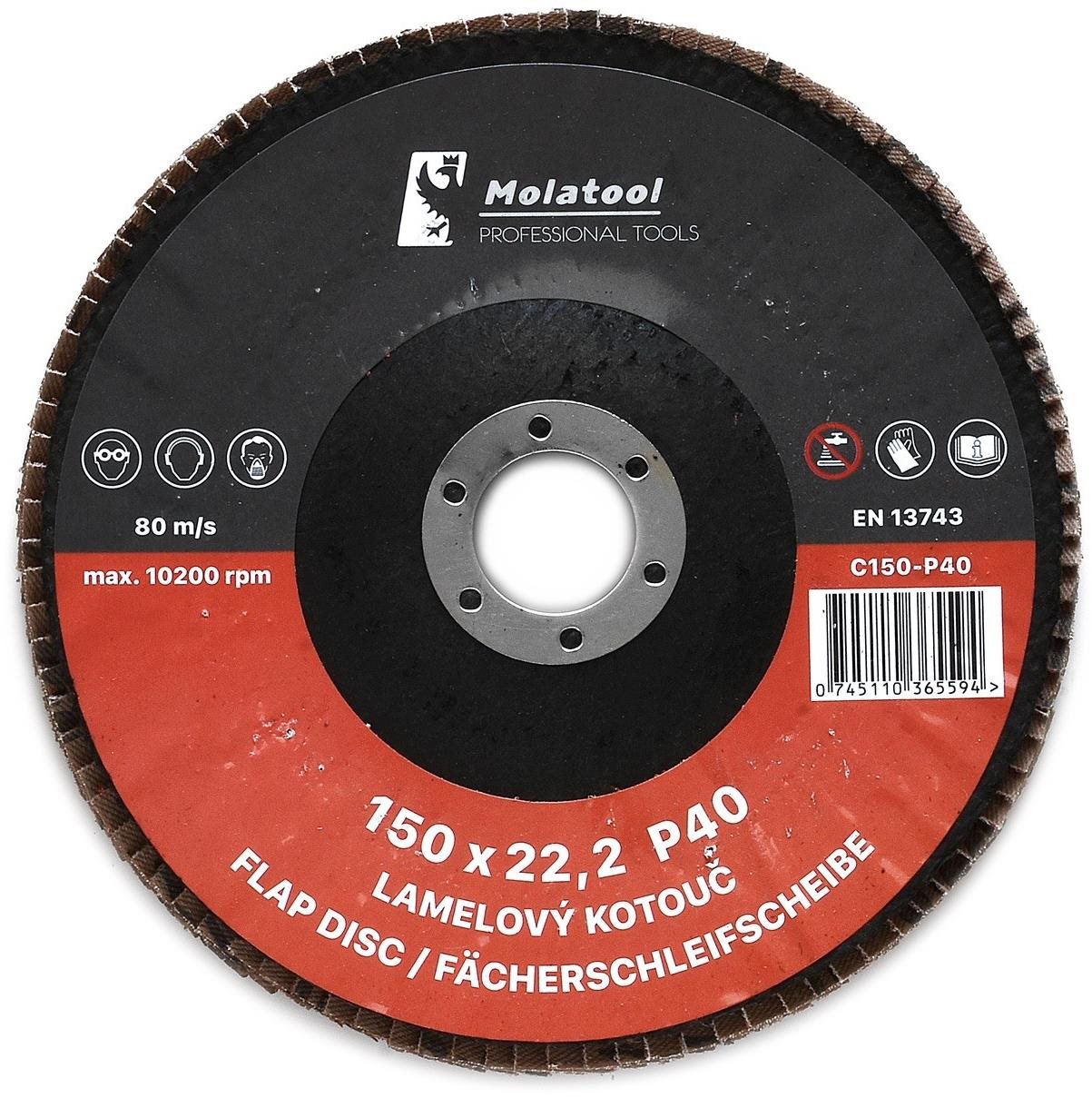 Lamelový brusný kotouč Molatool Keramický 150 mm P40