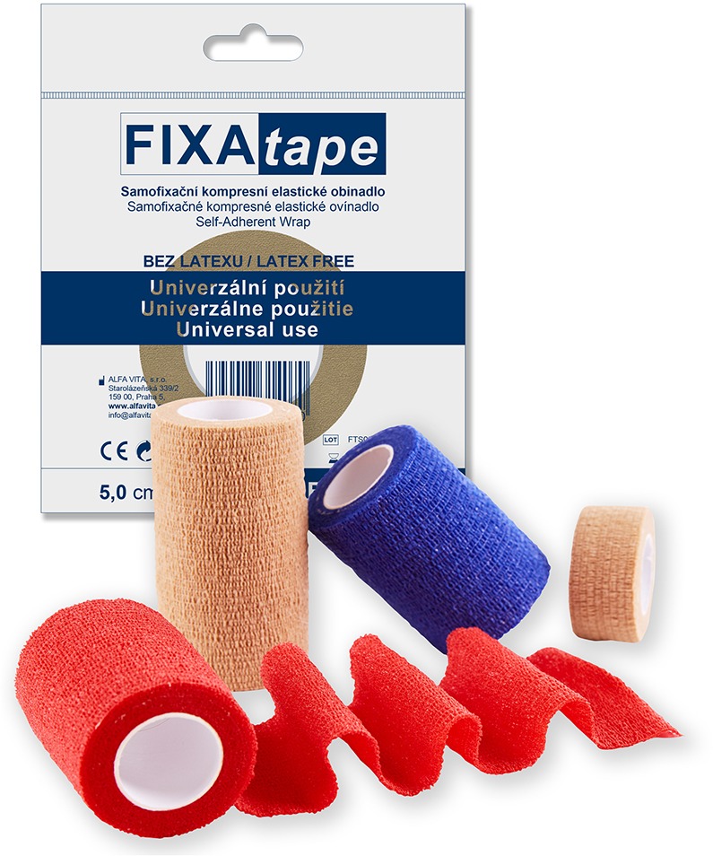 FIXAtape STRETCH 5,0 cm × 450 cm - samofixační elastické obinadlo (mix barev)