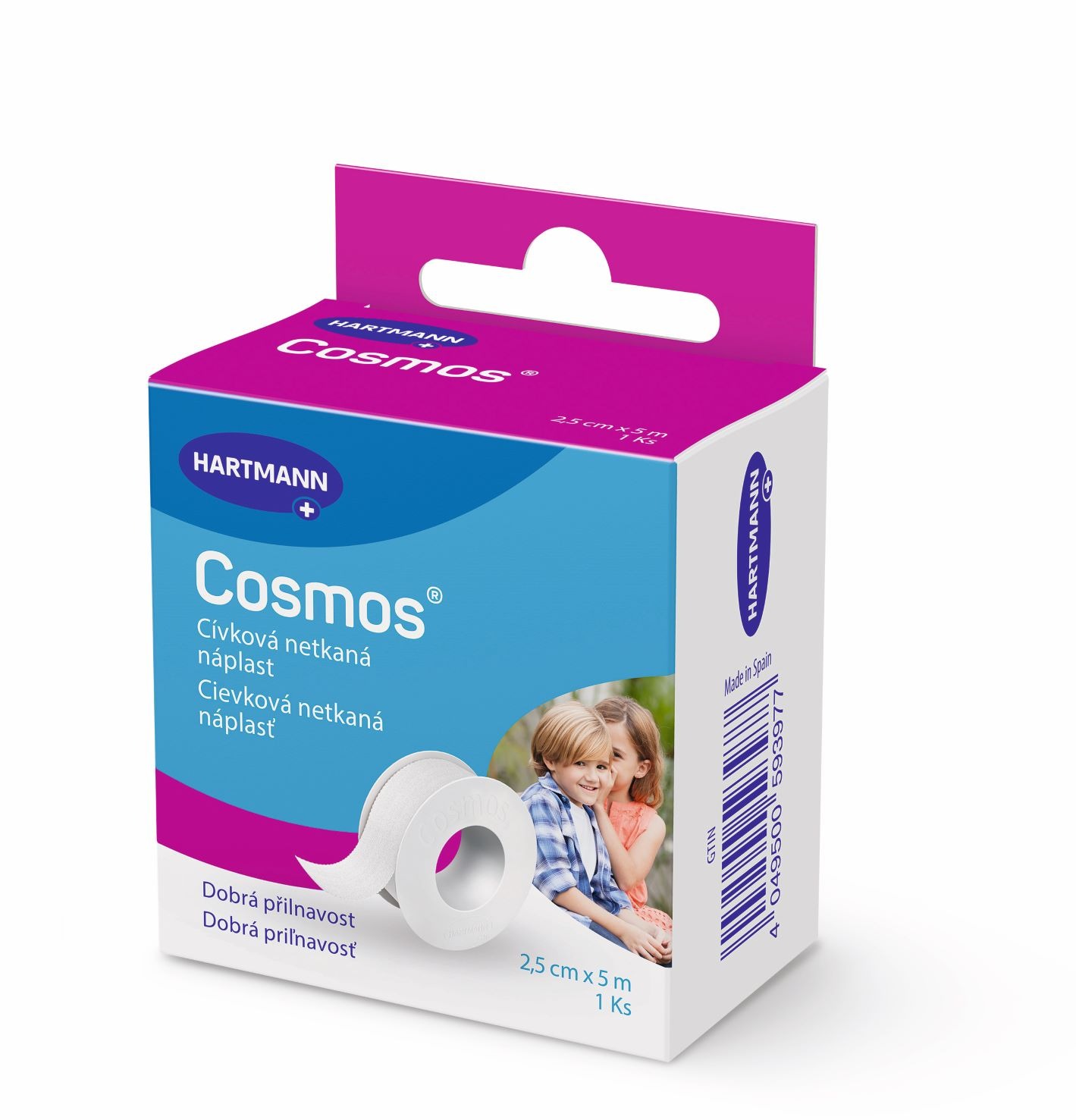 COSMOS náplast v cívce pro upevnění obvazů a obinadel 2,5 cm × 5 m