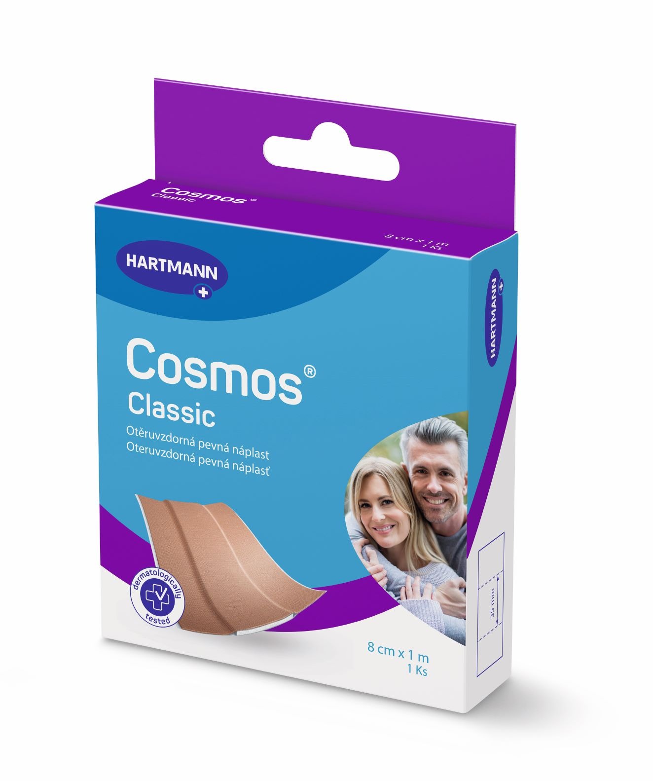 COSMOS pevná klasická náplast s polštářkem 8 cm × 1 m