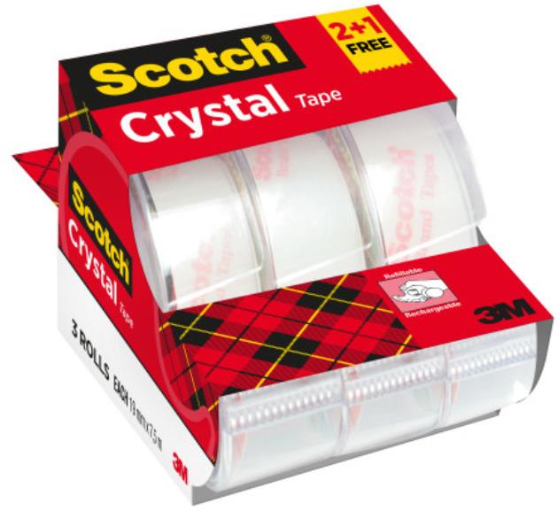 3M Scotch Crystal 19 mm × 7,5 m, krystalicky čirá, s jednorázovým odvíječem