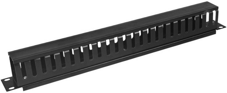 19" vyvazovací panel 1U jednostranná plastová lišta černá