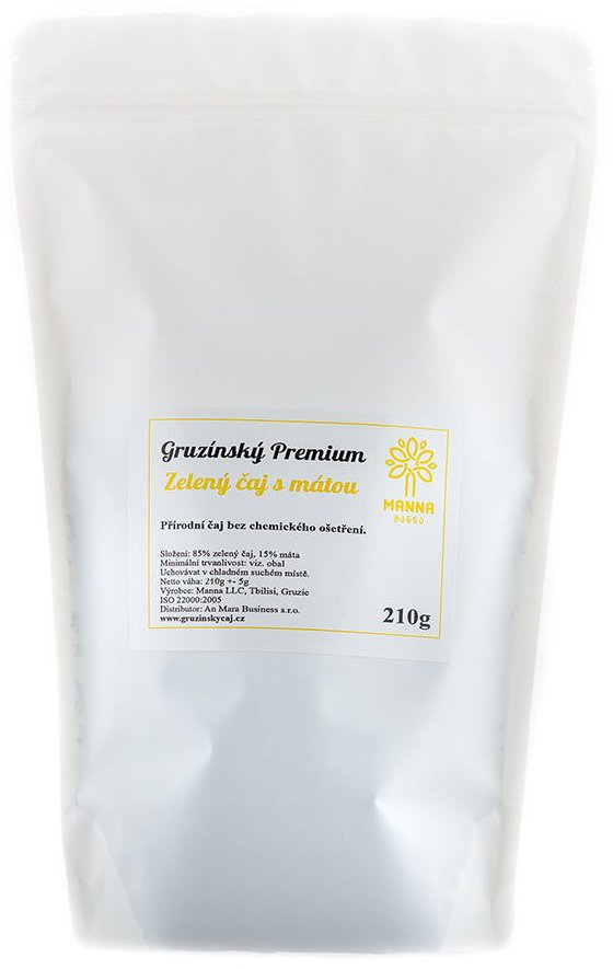 Manna Gruzínský zelený čaj Premium s mátou sypaný 210 g