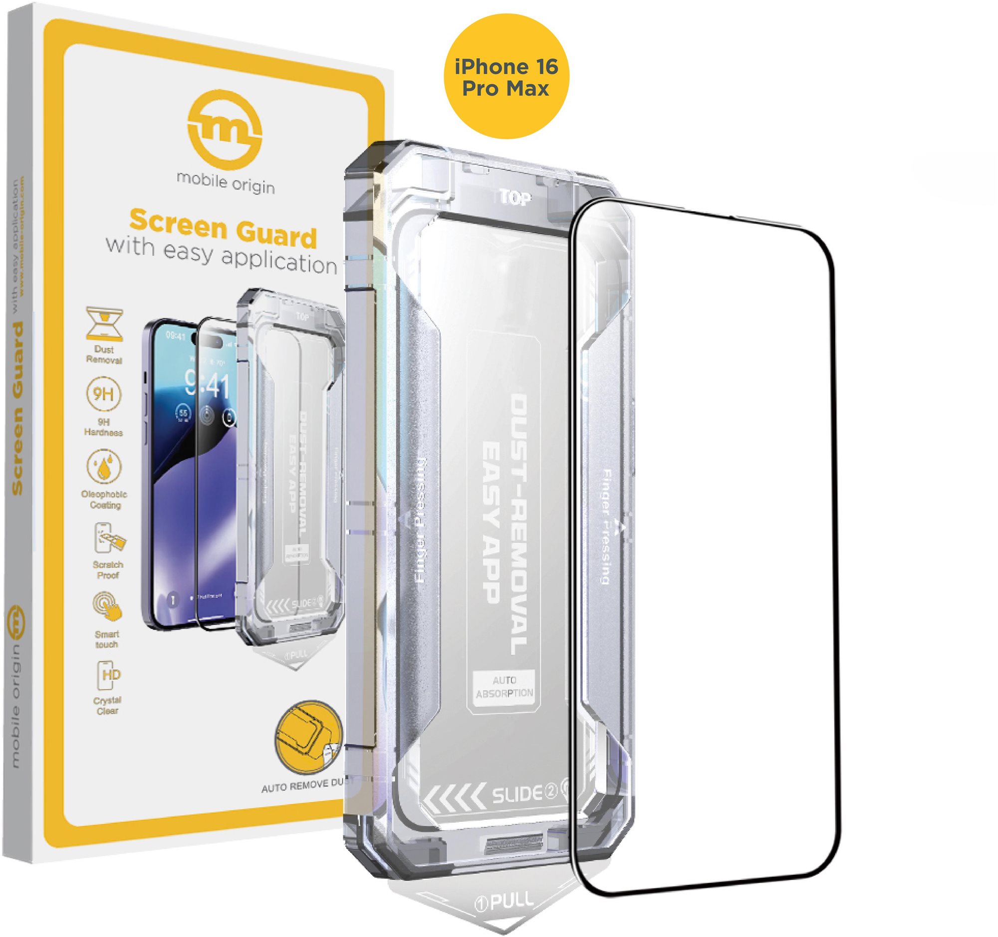 Mobile Origin Yellow Screen Guard With Easy Application iPhone 16 Pro Max