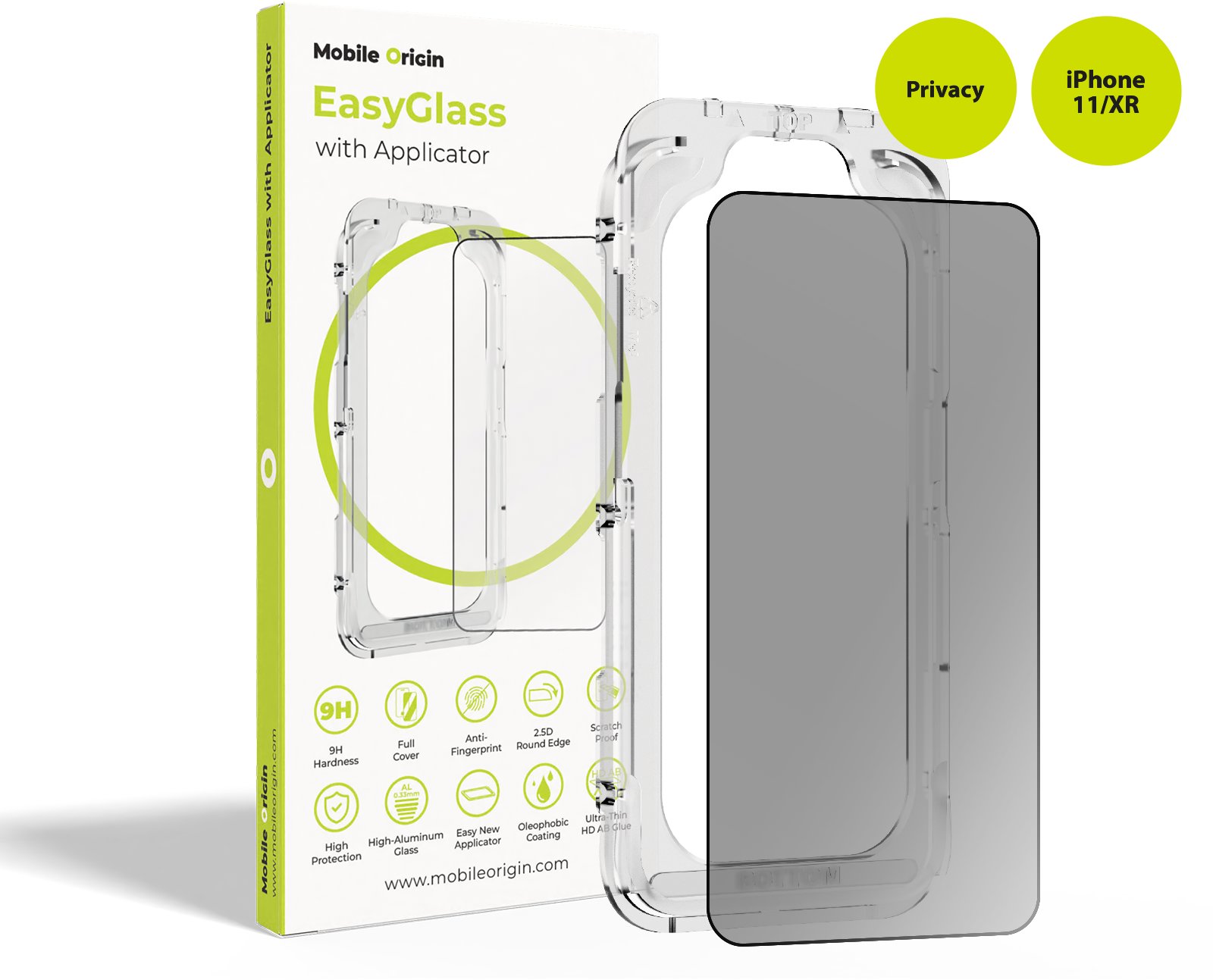 Mobile Origin EasyGlass Privacy with Applicator iPhone 11/XR